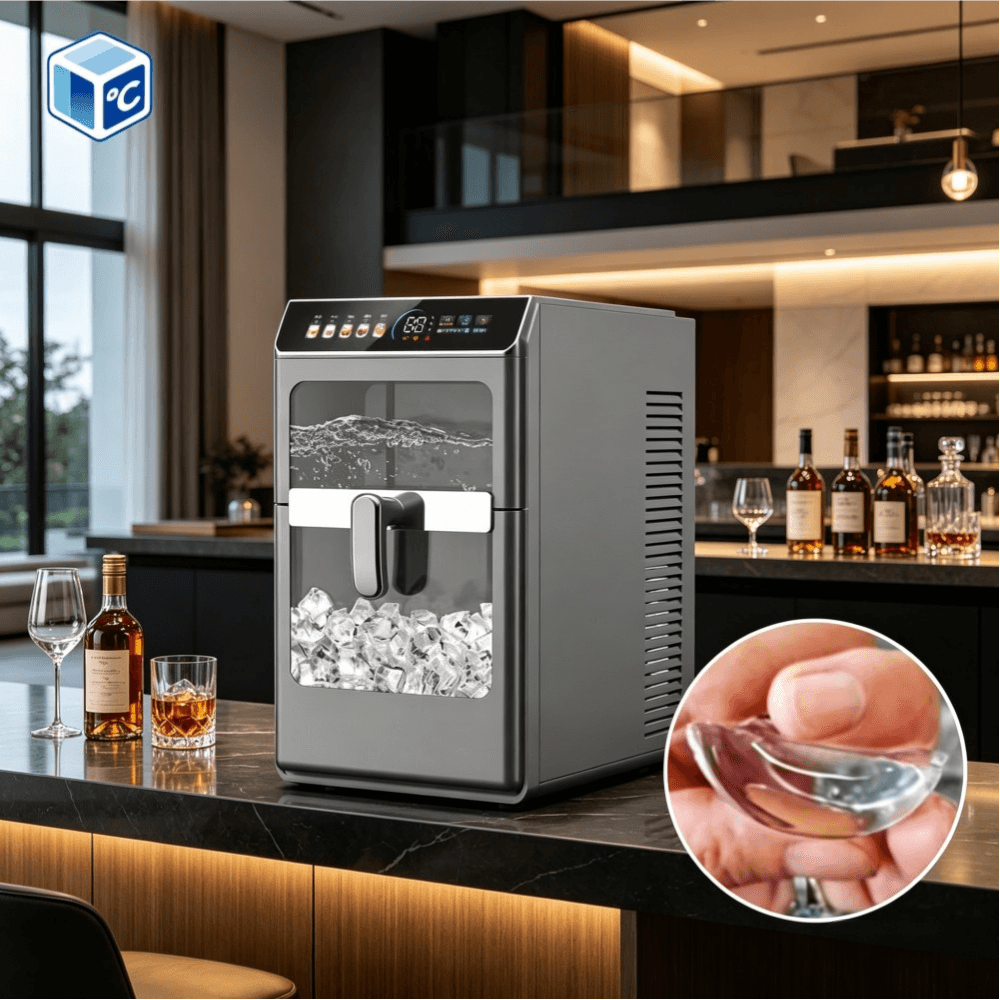 Automatic Ice Making Machine with Self-Cleaning for Home Bar Office Restaurant Hotel Use